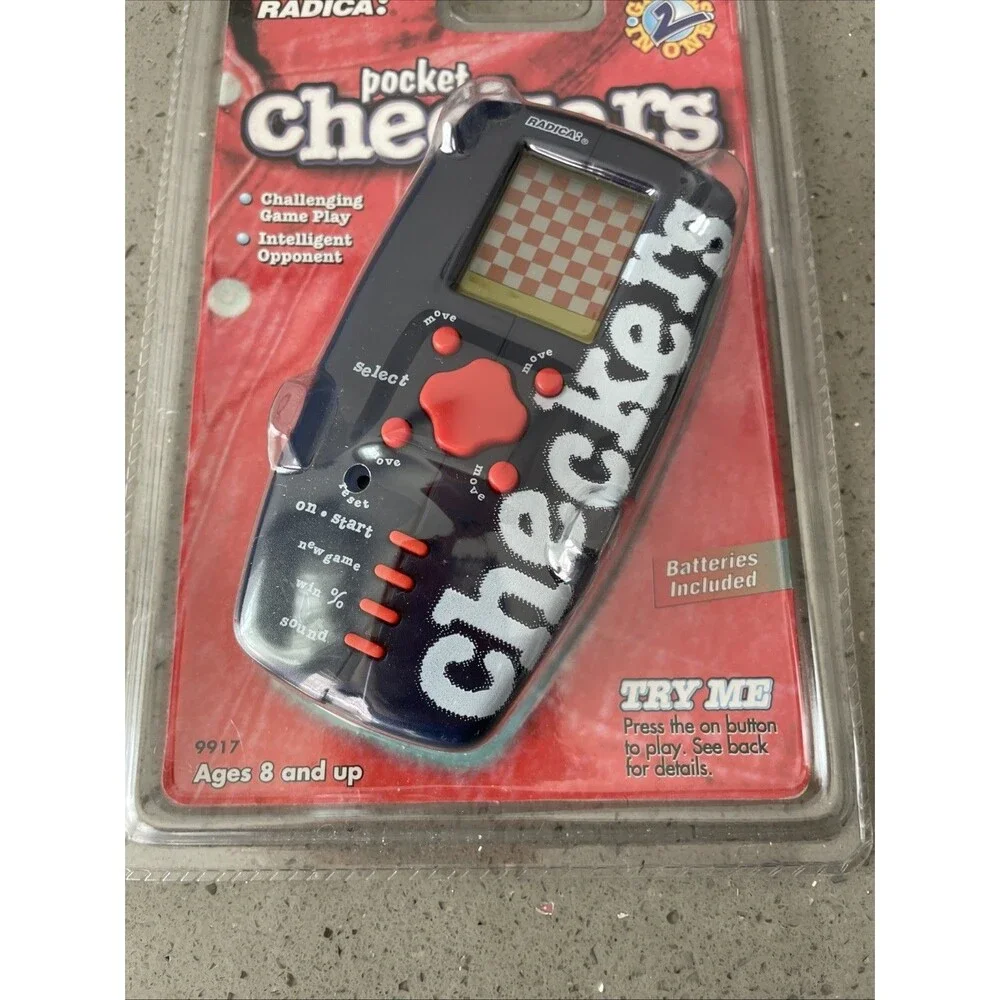 Radica Checkers Electronic Pocket Handheld Game 1998